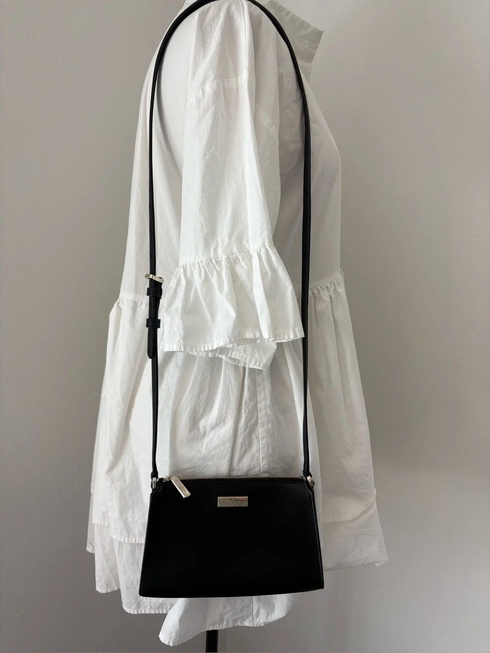Kate Spade small black saffiano Leather with gold crossbody bag